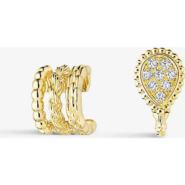 Boucheron Womens Gold Serpent Boh&#232;me 18ct Yellow-gold and 0.13ct Diamond Asymmetrical Clip Earrings 1 Size - GOLD
