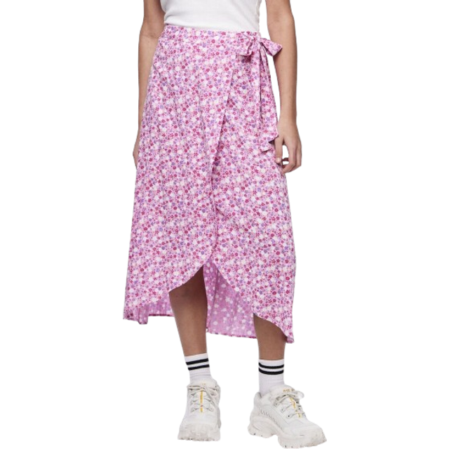 PIECES Dam Pctala Wrap Skirt Noos Bc omlottkjol, Het rosa/Aop: multi blomma, M