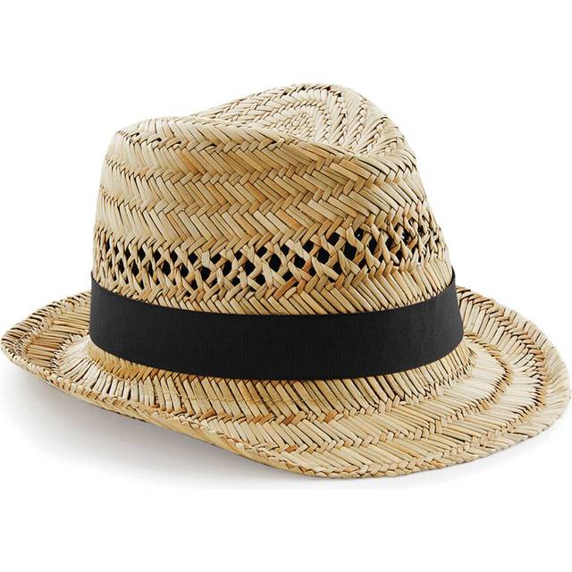 (L/XL) Beechfield Unisex Handmade Straw Summer Trilby Beach Festival Sun Holiday Hat