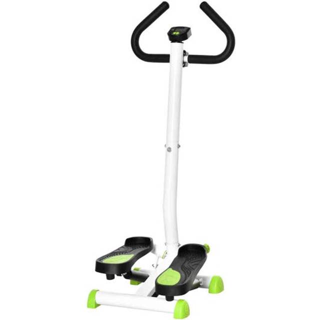 Adjustable Stepper Aerobic Ab Exercise Fitness Workout Machine with LCD Screen & Handlebars - White - HOMCOM | TJ Hughes