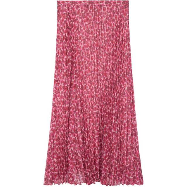 The Kooples Womens Pink Floral-pattern Pleated Midi Skirt S - PINK