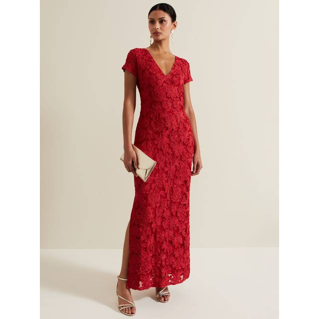 Phase Eight Collection 8 Janice Tapework Lace Dress, Red