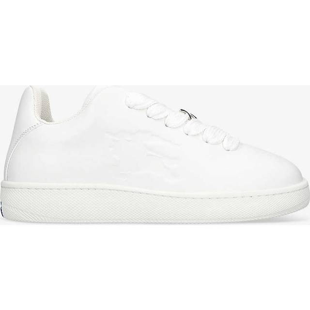 Burberry Mens White Plaque-embellished Leather Low-top Trainers Eur 42 / 8 Uk Men - WHITE