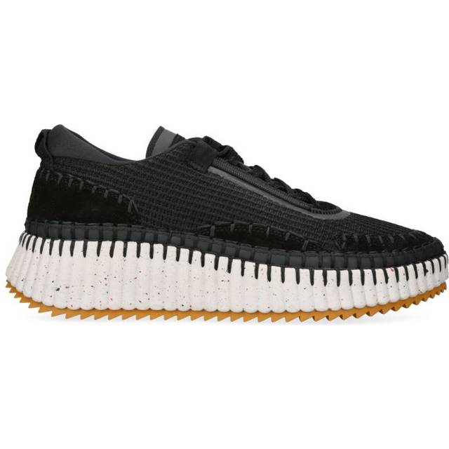 Chloe Mens Black Nama Embroidered Suede and Recycled Mesh Trainers Eur 44 / 10 Uk Men - BLACK