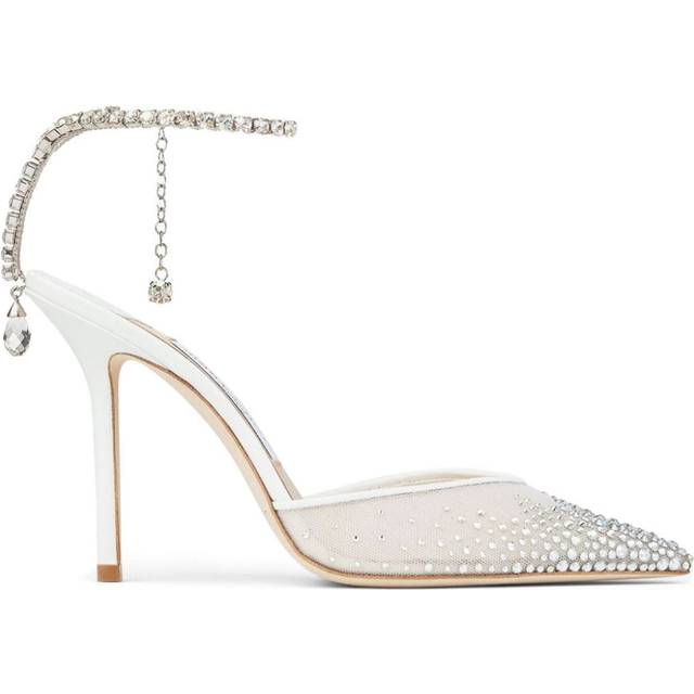Jimmy Choo Womens White/crystal Love 85 Crystal-embellished Mesh Pumps Eur 41 / 8 Uk Women - WHITE/CRYSTAL