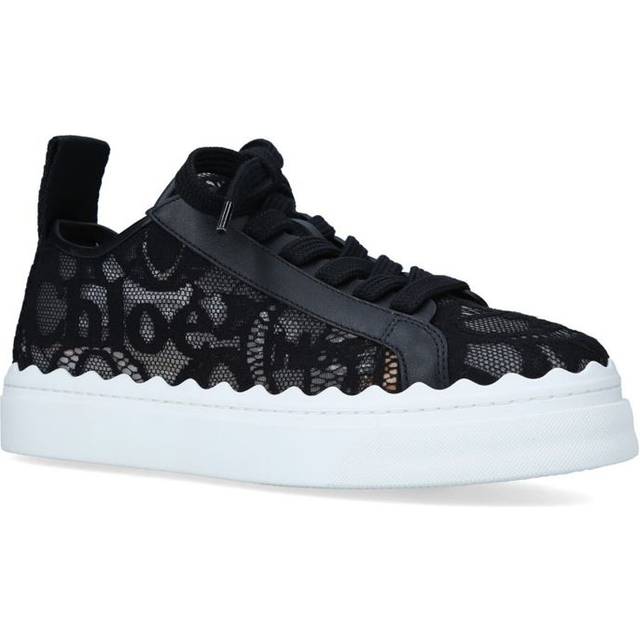 Chloe Womens Black Lauren Lace-detail Leather Trainers Eur 35 / 2 Uk Women - BLACK