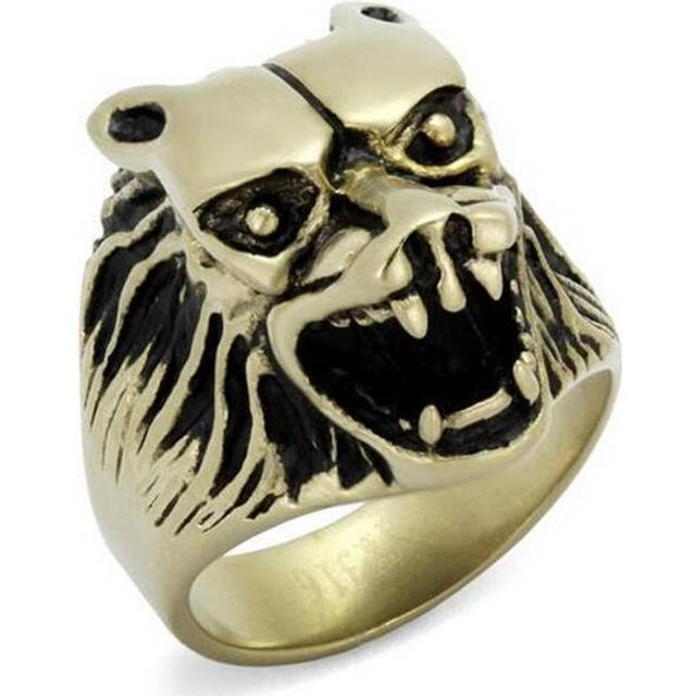 Alamode TK2462-10 IP Antique Copper Stainless Steel Ring with Epoxy, Jet - Size 10