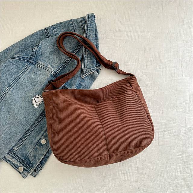 (Dark Brown) Capacity Single Large Shoulder Crossbody Bag Fashion Simple Retro Girl Style