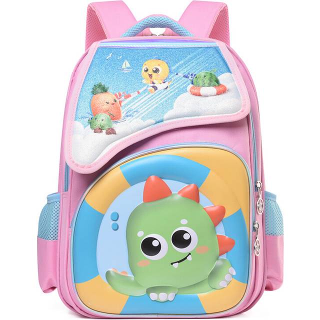 (Light Pink) Children Backpack Large Capacity Cartoon Animal Print Cute Fashion And Casual