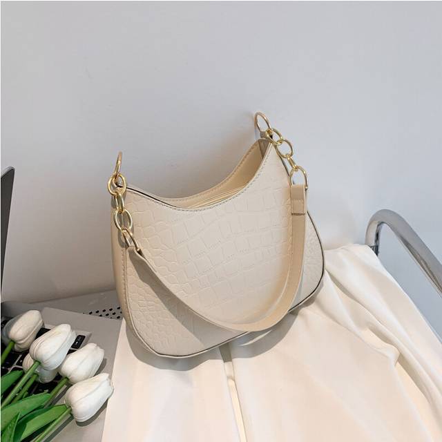 (White) Single Shoulder Underarm Bag Ladies Fashion Casual Simple Commuter Solid Color
