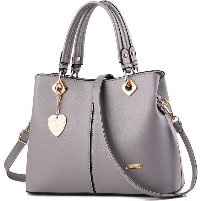(Gray) Womens Handheld Shoulder Bag Fashion Heart Shaped Accessories Large Capacity