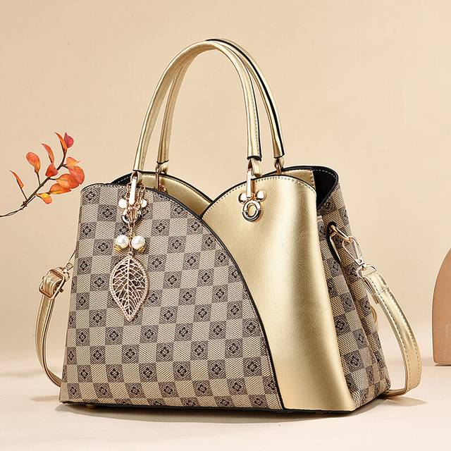 (Khaki Gold) Shoulder One Crossbody Bag Large Capacity Women Fashion Senior Casual Versatile