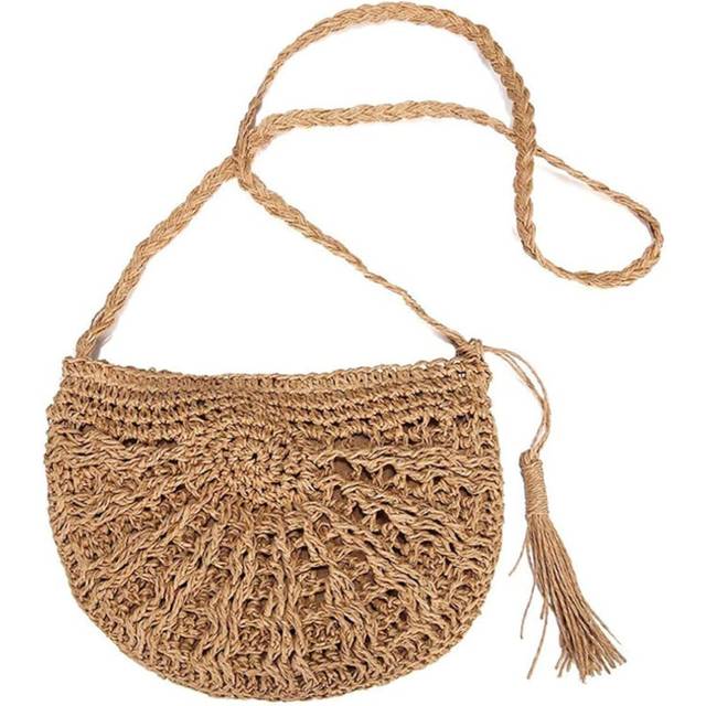 Straw Bag Basket Bag Pure Hand Woven Shoulder Bag New Retro Style Straw Braided Woven Bag