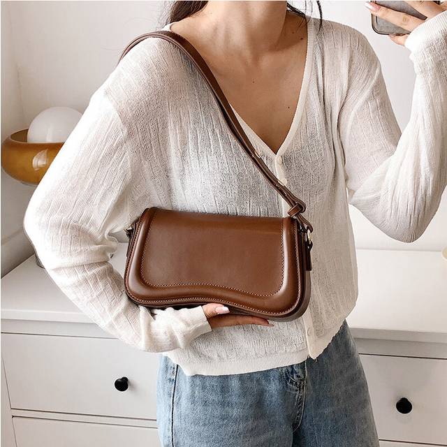 (Brown) One Crossbody Shoulder Small Square Bag Fashion Casual Simple Classic Girl Style