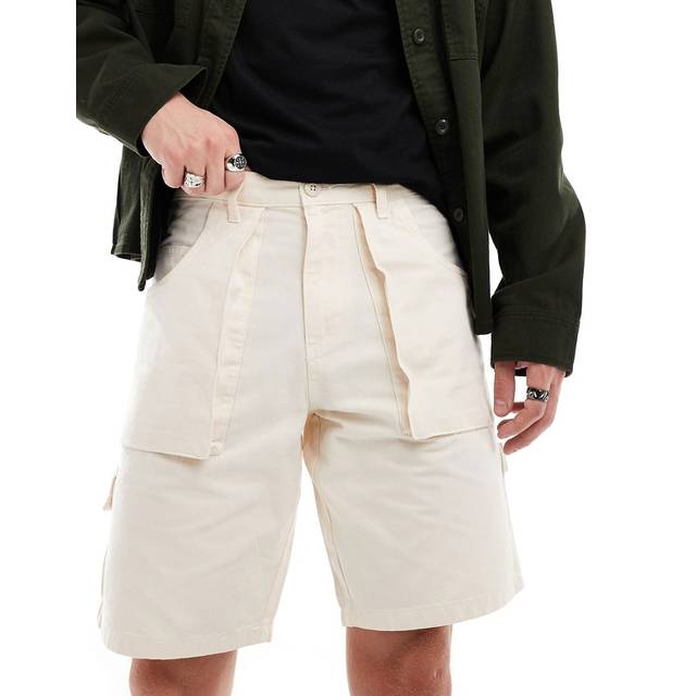 ASOS DESIGN – Sandfärgade snickarshorts-Naturlig