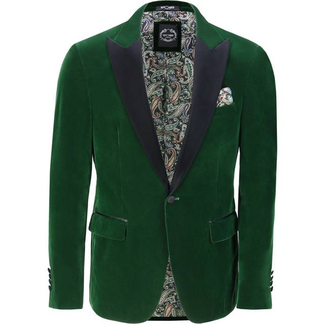 (50, Green) Mens Velvet Tuxedo Dinner Jacket Retro Smoking Coat Formal Tailored Fit Blazer