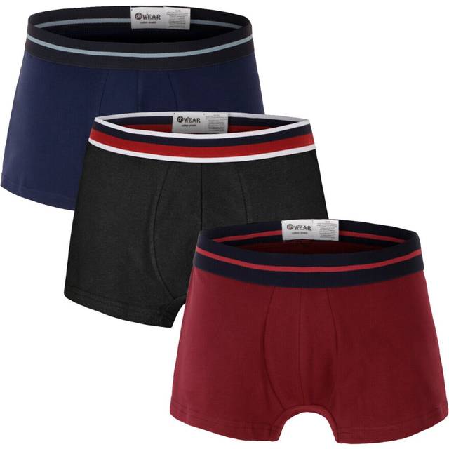 (Black / Navy / Maroon, M) Boxer Shorts 3 Trunks in PACK Men's Underwear UK