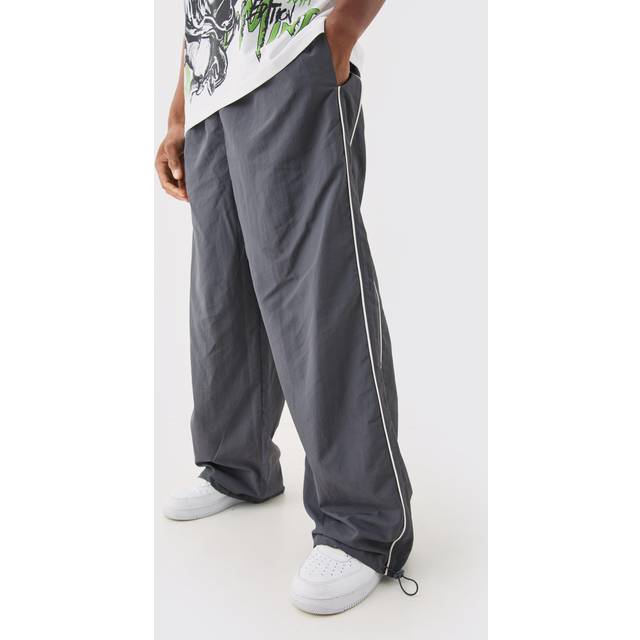 Elasticated Waist Side Stripe Parachute trousers - Grey - L