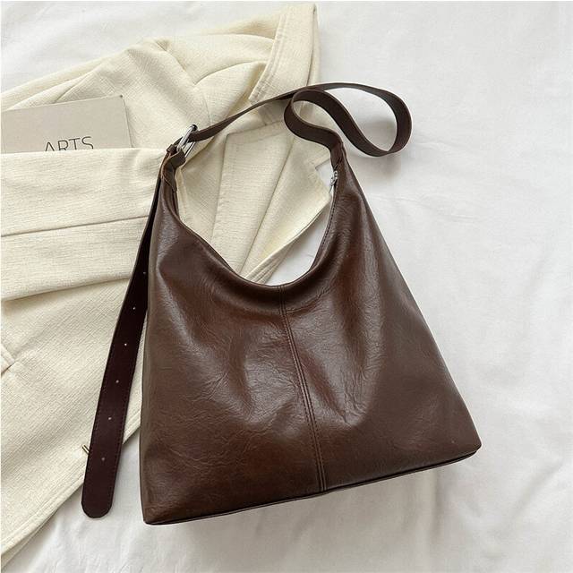 (Coffee) Bag Shoulder Ladies Tote Bag Handbag Pu Portable Commuting Casual Fashion Simple