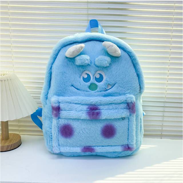 (Blue) Stylish Versatile Lotso Backpack For Girls Sweet Design With Plush Material