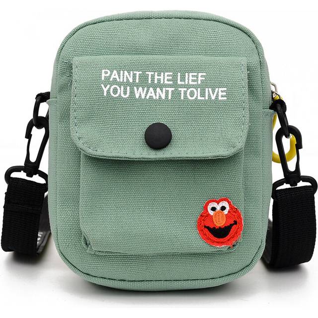 (Green) Canvas Crossbody Mini Bag Unisex Lovely Small Square Phone Pouch Shoulder Bag