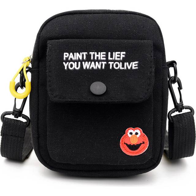 (Black) Mini Canvas Crossbody Bag Unisex Lovely Small Square Phone Pouch Shoulder Bag