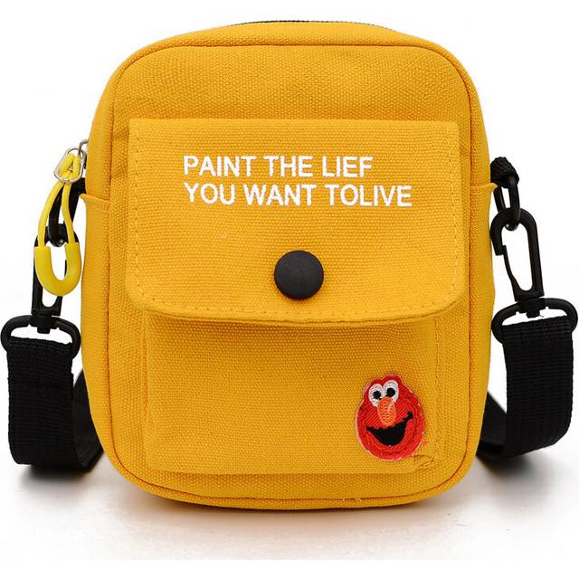 (Yellow) Mini Canvas Crossbody Bag Unisex Lovely Small Square Phone Pouch Shoulder Bag