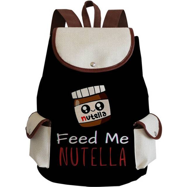 (sj5594 Nutella) Portable Nutella Print Backpack Girl Harajuku High Capacity Children Schoolbag