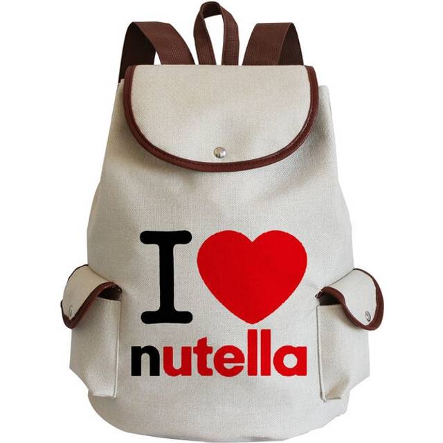 (sj5588 Nutella) Portable Nutella Print Backpack Girl Harajuku High Capacity Children Schoolbag