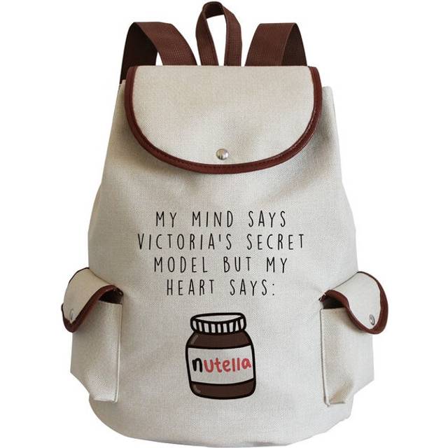 (sj5587 Nutella) Portable Nutella Print Backpack Girl Harajuku High Capacity Children Schoolbag