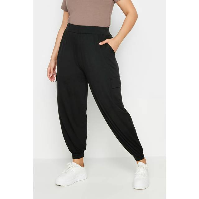 Yours Curve Black Cargo Pocket Harem Joggers, Women's Curve & Plus Size, Yours - 26-28