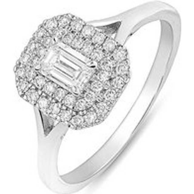 9ct White Gold Lab Grown Emerald Cut 0.55ct Diamond Ring