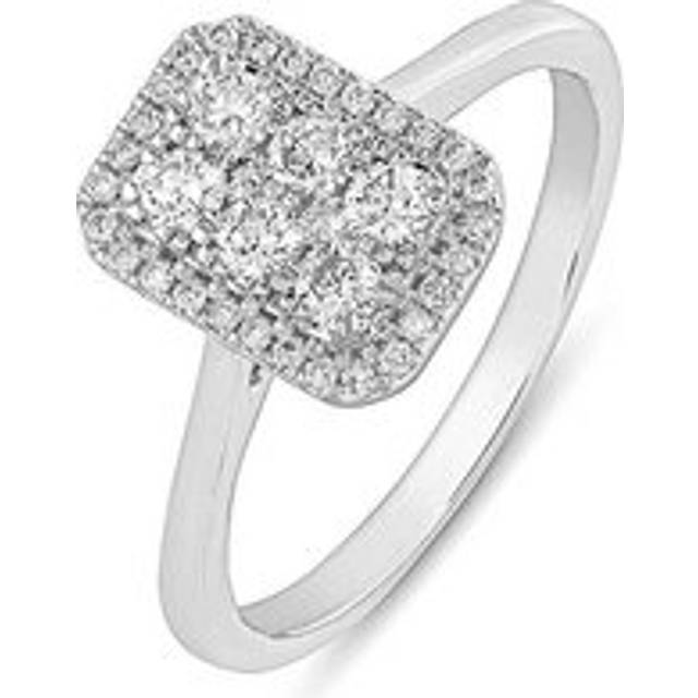 9ct White Gold Lab Grown Emerald Cut 0.50ct Diamond Cluster Ring