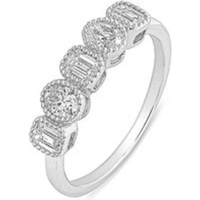 9ct White Gold Lab Grown Oval & Emerald Cut 0.70ct Diamond Ring