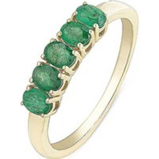 9ct Gold 5 Stone Oval Emerald Eternity Ring - Yellow