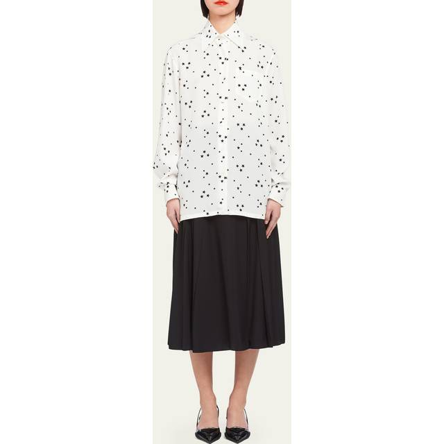 Printed Crepe De Chine Blouse - White/Black - 40 IT (4 US)