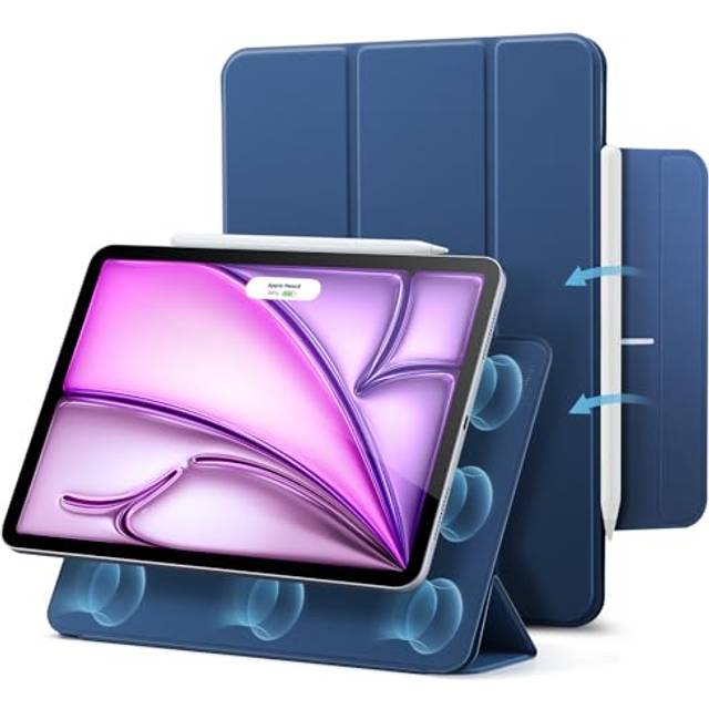 ESR Fodral för iPad Air 13 tum M2 2024, iPad Pro 12,9 tum (2022/2021/2020), magnetiskt fodral med Trifold-stativ, magnetisk anslutning, stöd för USB-C pennhållare, automatisk aktivering/standby, blå