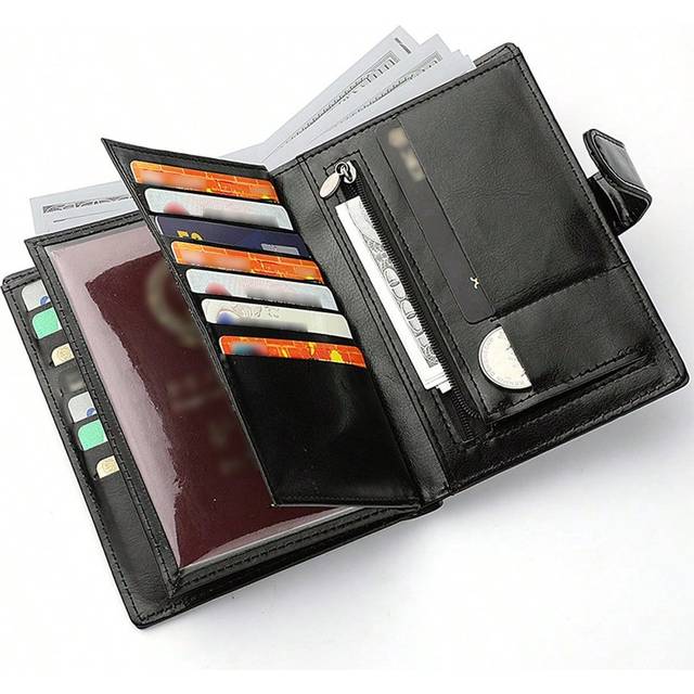 SHEIN Men Wallet Vintage Driver License Card Holder Large Capacity Multifunctional Passport Bag Leather Unisex Clutch With Wrist Strap For Men Wallet Purse