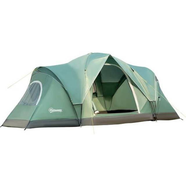 Outsunny 5-6 Man Dome Camping Tent Hiking Shelter Uv Protection 3000mm Water Resistant Tunnel Tent - Dark Green