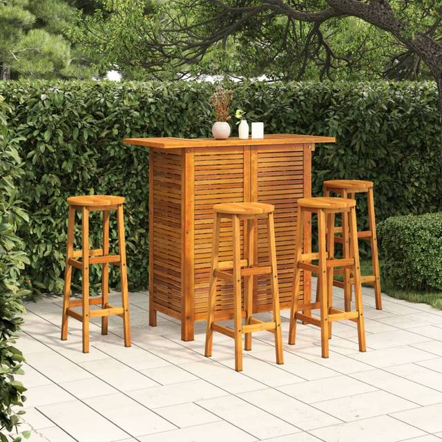 vidaXL 5 Piece Garden Bar Set Solid Wood Acacia - Brown