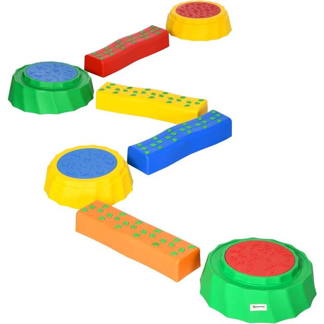 Outsunny Eight-Piece Kids Stepping Stones with Non-Slip Surface & Bottom, for Kids, Multi