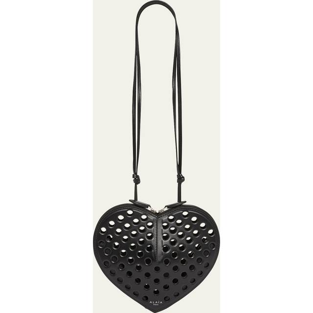 Alaia Womens Noir Le Coeur Perforated Leather Shoulder Bag - NOIR