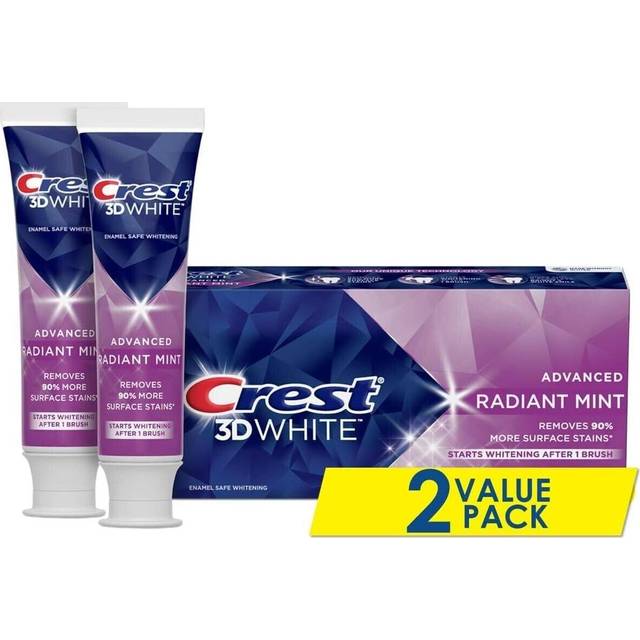 Crest 3D White Strålande mynta tandkräm - 3,8 oz (107 g) - 2 st. / Radiant Mint Toothpaste (2-Pack)