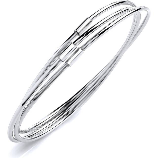 Jewelco London Ladies Sterling Silver Russian Wedding Bangle Bracelet 3 x 1.5mm - BRC130