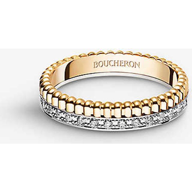 Boucheron Womens Yellow/white Quatre Radiant Edition 18ct Yellow-gold, White-gold and 0.24ct Diamond Wedding Band 60mm - Yellow/White