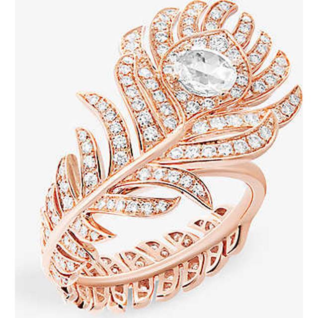Boucheron Womens Pink Plume De Paon 18ct Rose-gold and Diamond Ring 52mm - PINK