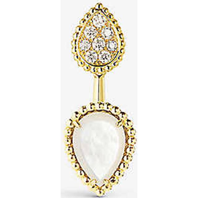 Boucheron Womens White Serpent Boh&#232;me 18ct Yellow-gold, 0.16ct Diamond and Mother-of-pearl Single Earring - WHITE