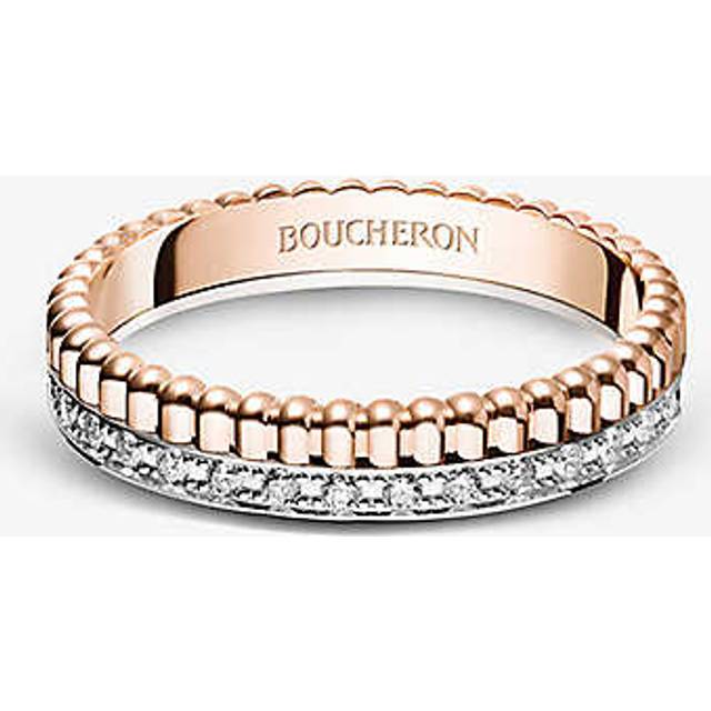 Boucheron Womens Pink Quatre Radiant Edition 18ct White, Rose-gold and 0.23ct Diamond Wedding Band 53mm - PINK