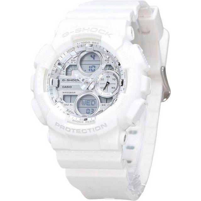 Casio G-Shock Analog Digital Bio Based White Resin Strap Silver Dial Quartz GMA-S140VA-7A 200M Women's Watch