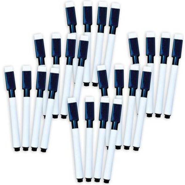Ashley Productions Smart Poly Dry Erase Markers with Eraser  Fine Tip  Black  4 Per Pack  6 Packs